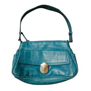 Y2K Elka Handbags Inc Vegan Faux Crocodile Pattern Shoulder Purse 90's VTG